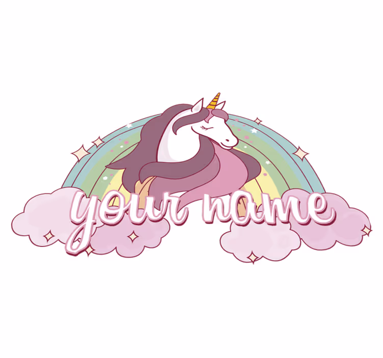 Animal mat pink unicorn with name - TenStickers