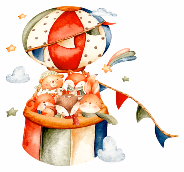 Animal mat with animals on colorful balloons - TenStickers