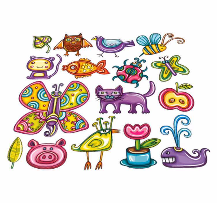 Colorful style animal mat - TenStickers