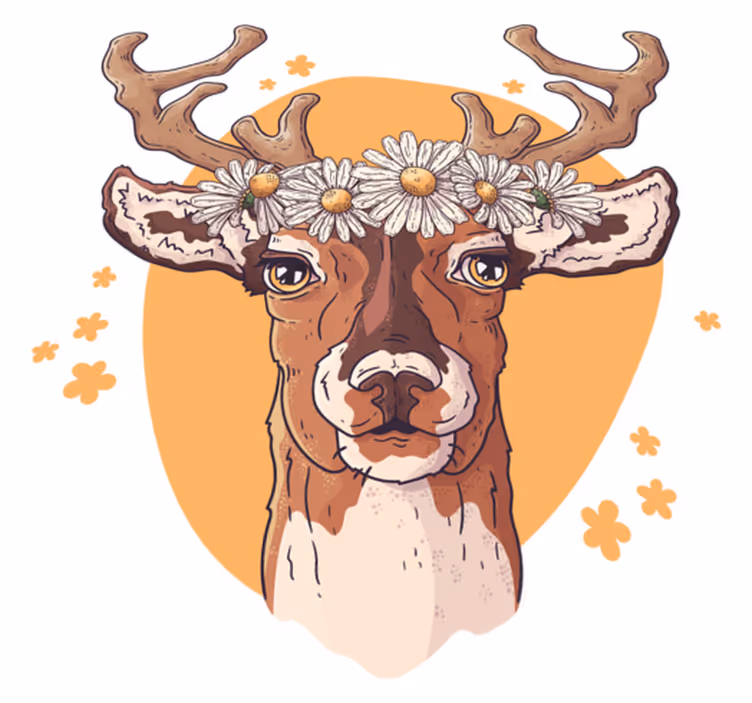 Animal mat floral stag design - TenStickers