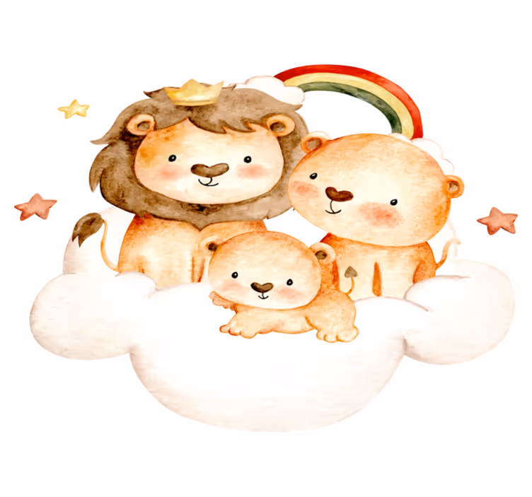 Baby animals with stars and clouds animal mat - TenStickers