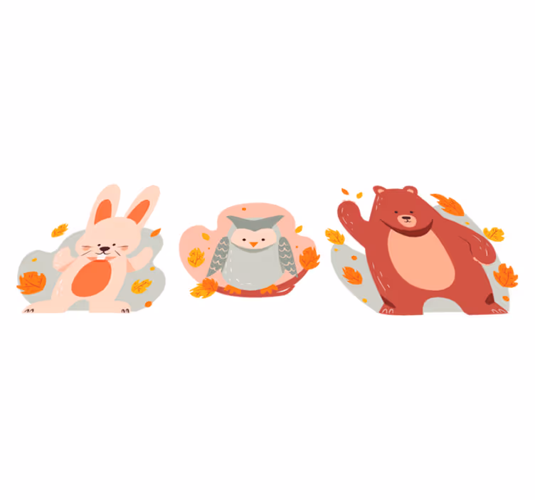 Animal mat for bear and wood rabbits - TenStickers