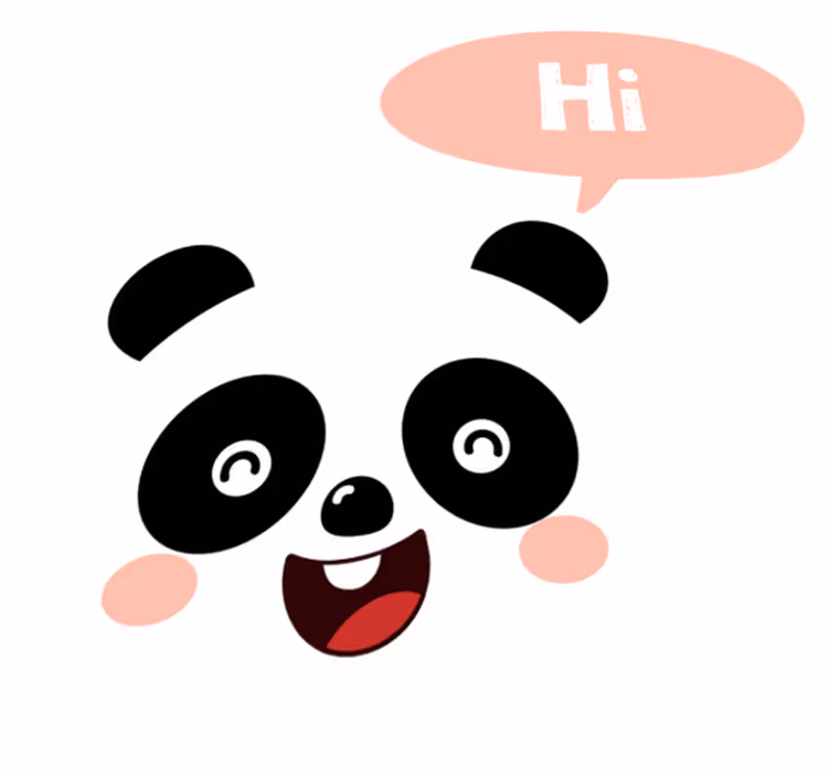 Animal mat with cartoon panda waving hello - TenStickers