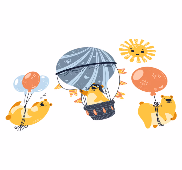 Animal mat with animals floating on balloons - TenStickers