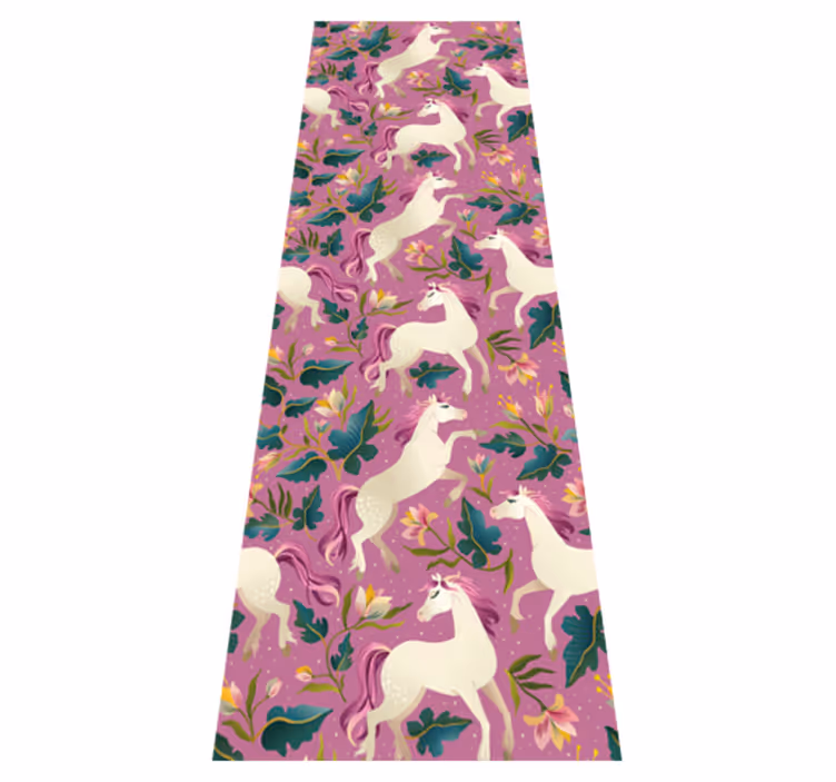Animal mat with pink floral horse design - TenStickers