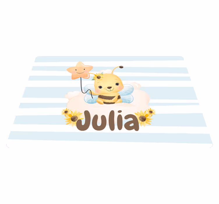 Animal mat with cute bee design and name - TenStickers