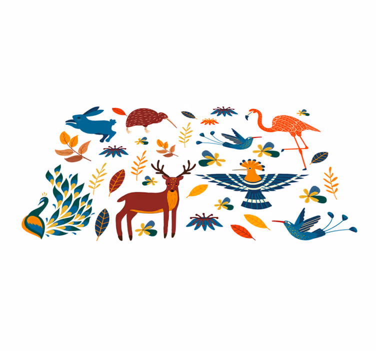 Animal mat with vibrant animal designs - TenStickers