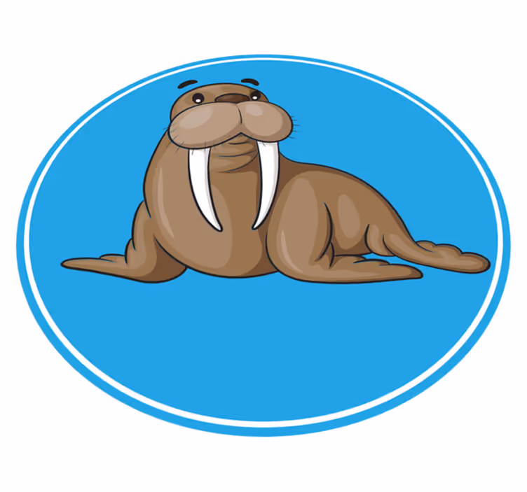Cute walrus character animal mat - TenStickers