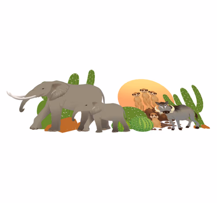 Animal mat safari animal scene - TenStickers
