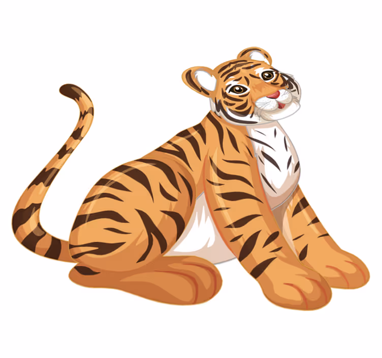 Playful tiger cub animal mat - TenStickers