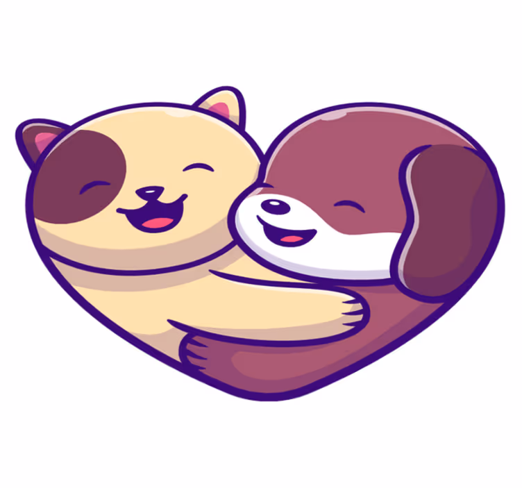 Cute animal embrace animal mat - TenStickers
