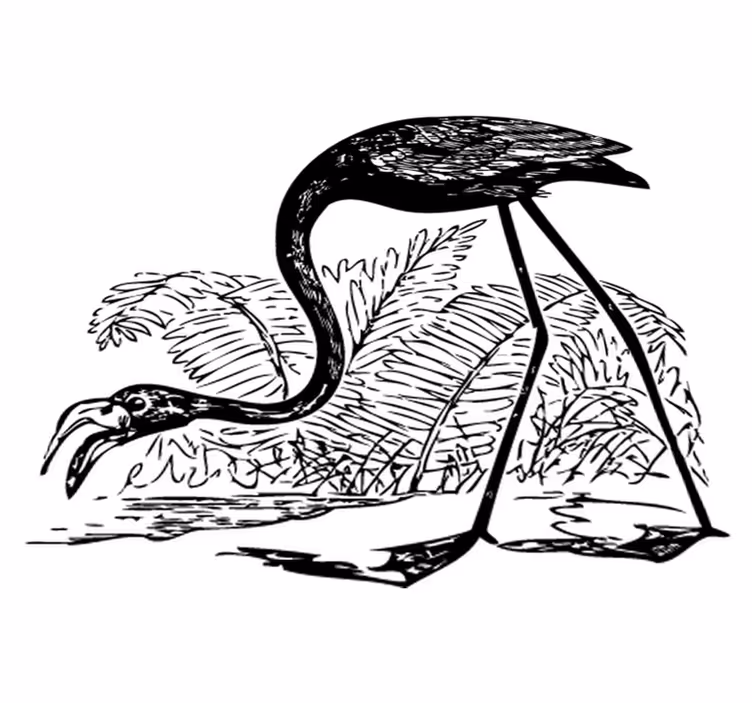 Animal mat flamingo with ferns - TenStickers