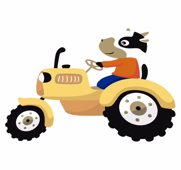 Animal mat cow on tractor design - TenStickers