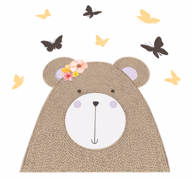Playful bear motif animal mat - TenStickers
