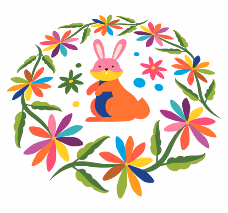 Animal mat colorful bunny design - TenStickers