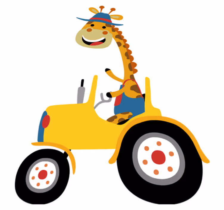 Animal mat happy giraffe tractor - TenStickers