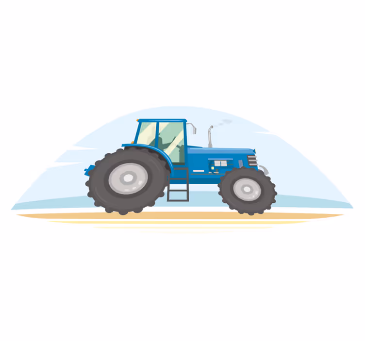 Animal mat with blue tractor design - TenStickers