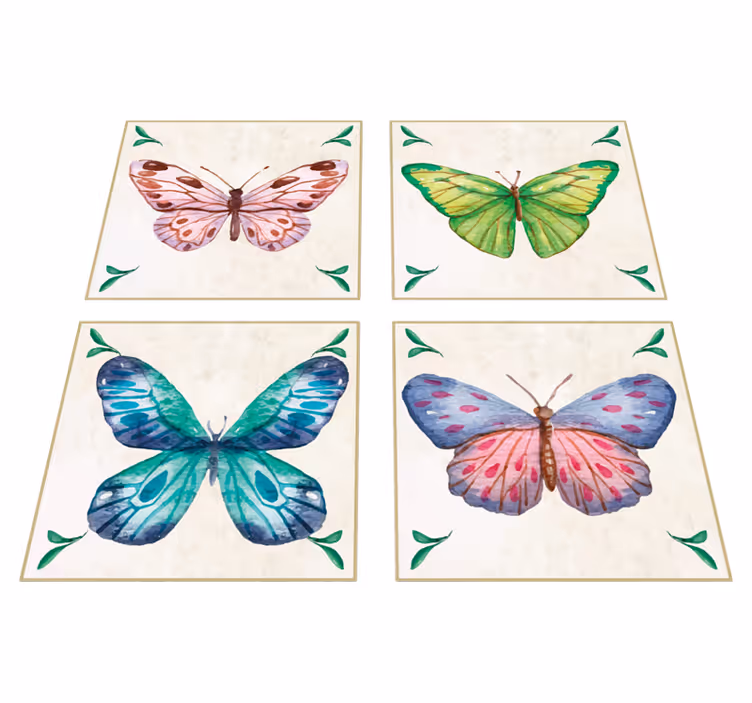 Animal mat with bright butterfly patterns - TenStickers