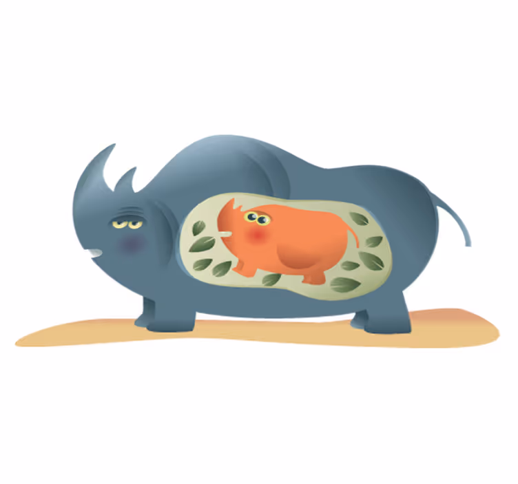 Animal mat for pregnant rhino mother - TenStickers