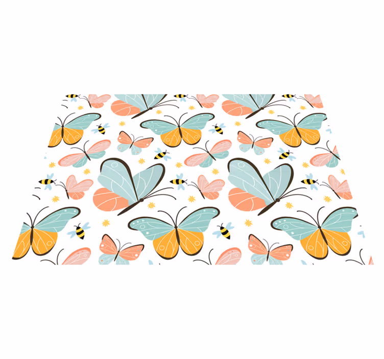 Animal mat with butterflies and bees design - TenStickers