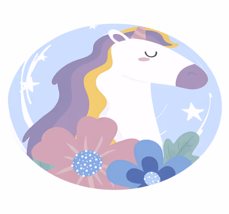 Bright hair unicorn animal mat - TenStickers