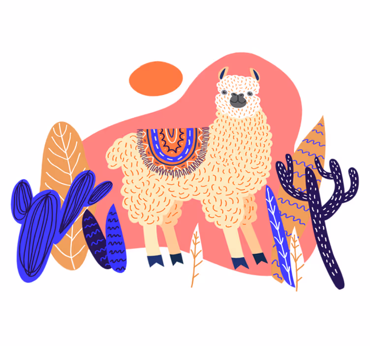 Animal mat peruvian llama and cactus design - TenStickers