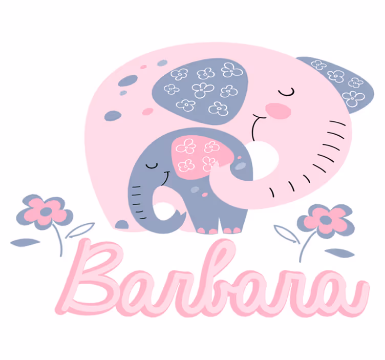 Animal mat elephants with hearts and name - TenStickers