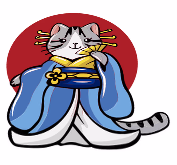 Animal mat japanese decorative cat - TenStickers