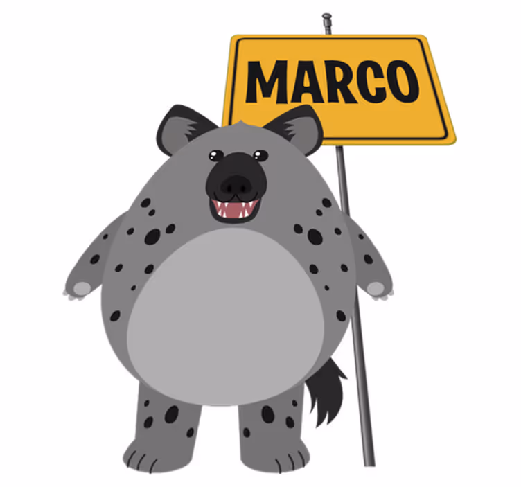 Animal mat hyena with name - TenStickers