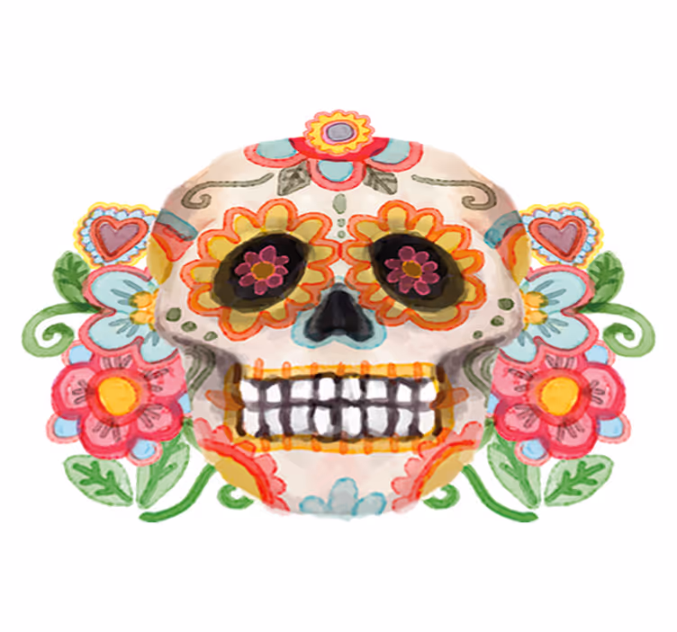 Halloween rugs aquarella floral skull design - TenStickers