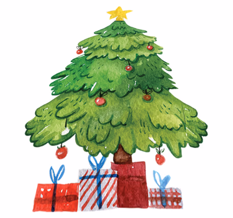 Christmas rug with tree and presents - TenStickers