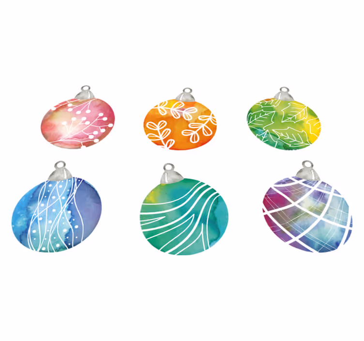 Christmas rug watercolor christmas bauble ornaments - TenStickers