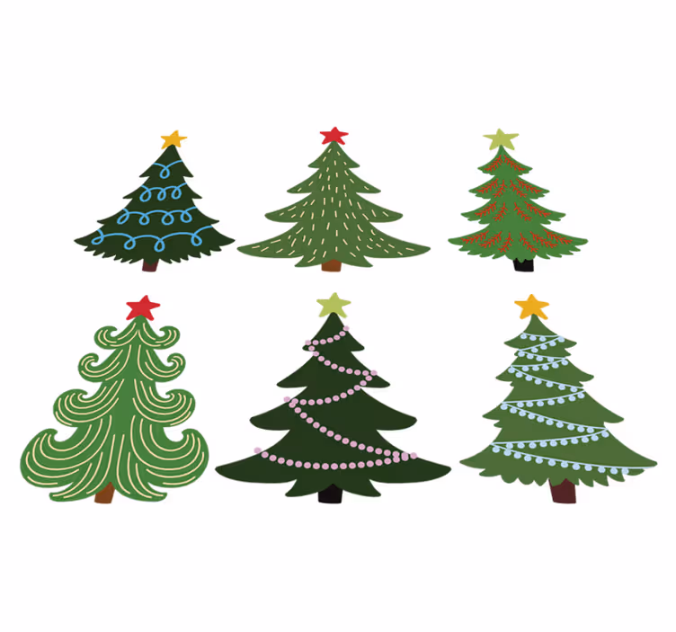 Colorful christmas tree set christmas rug - TenStickers