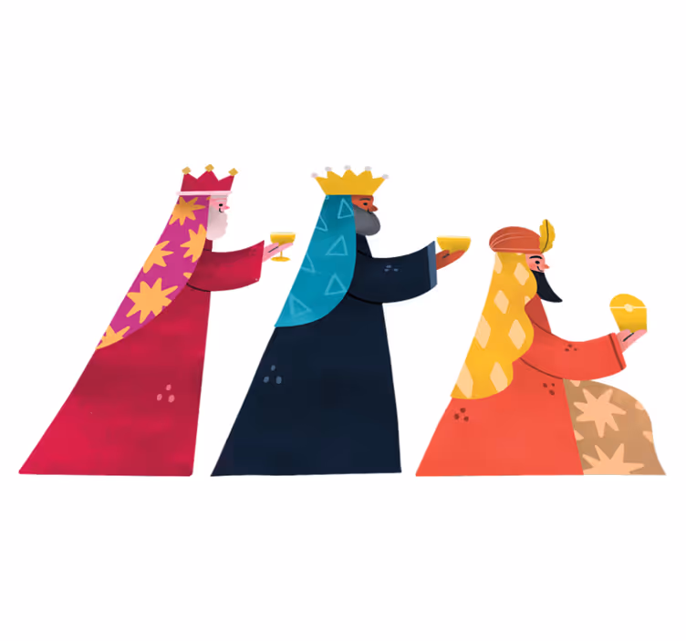 Christmas rug watercolor three kings design - TenStickers