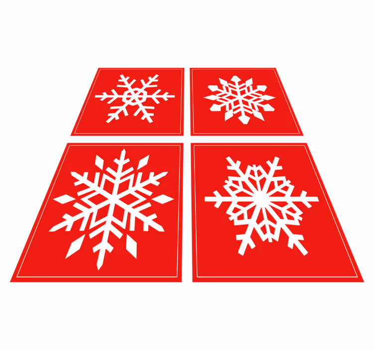 Christmas rug red snowflake tiles - TenStickers