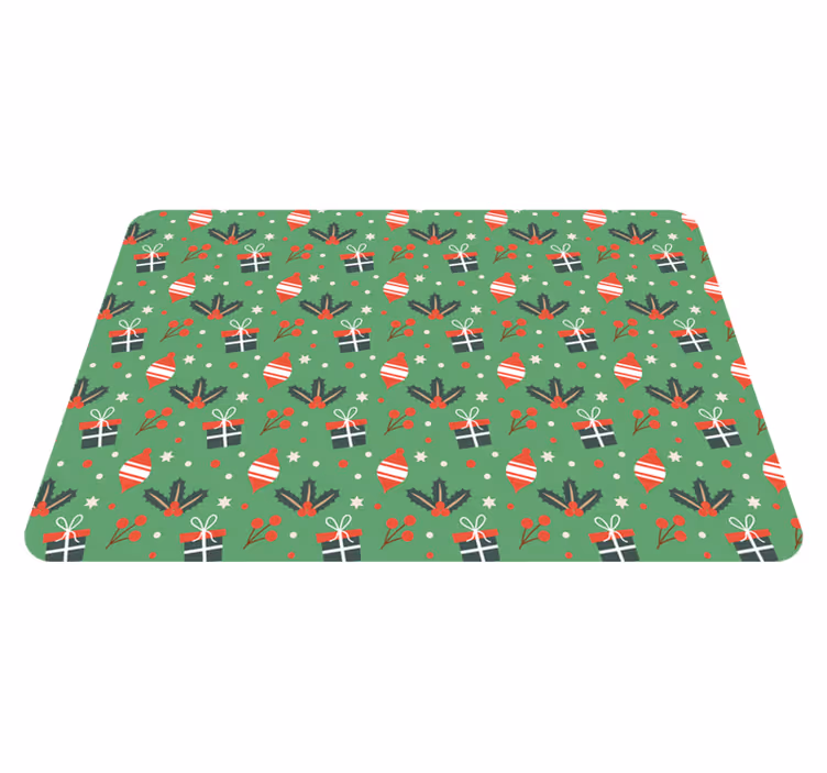 Christmas rug with green laptop candy pattern - TenStickers