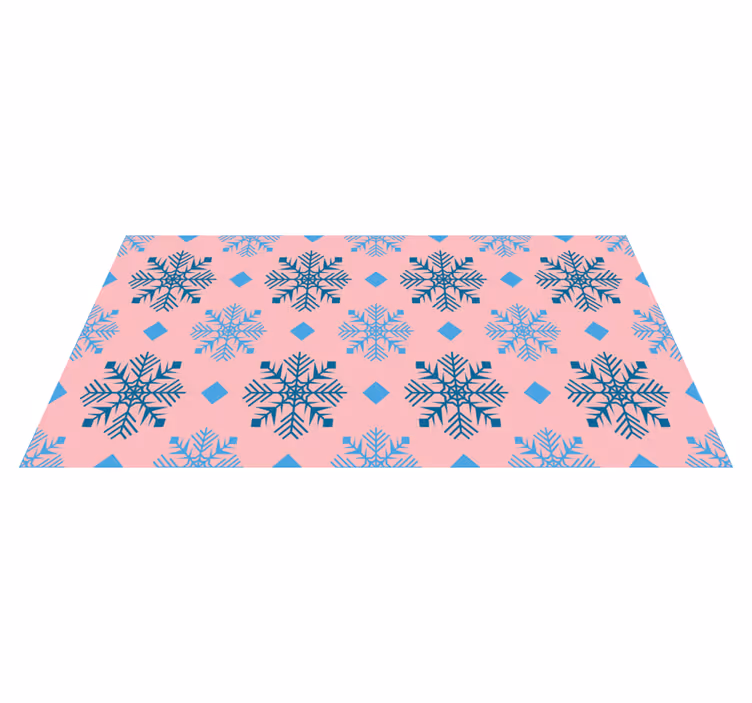 Christmas rug with pink and blue snowflakes pattern - TenStickers