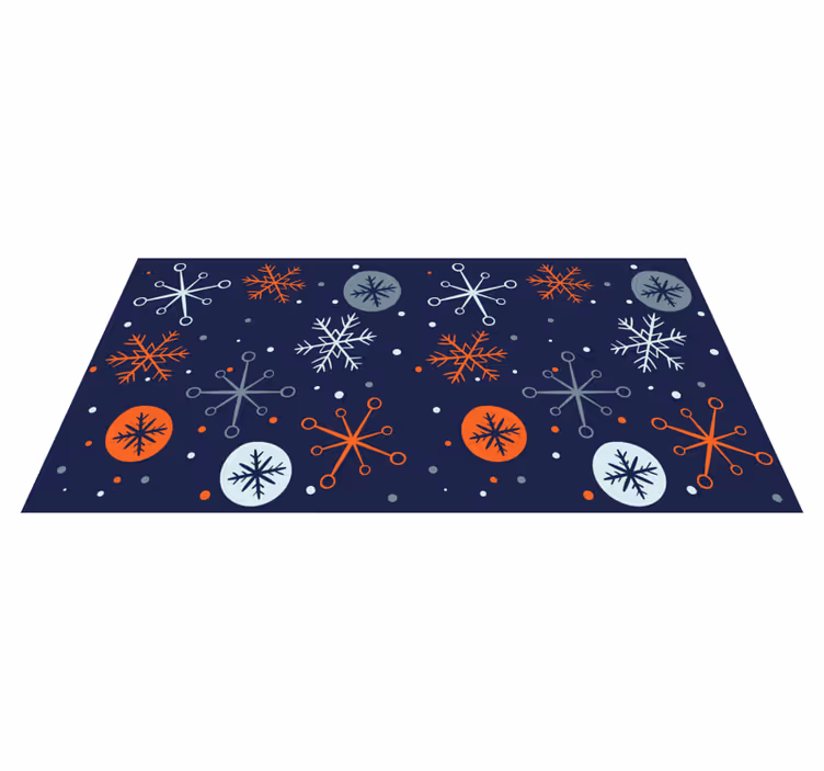 Christmas rug with blue and orange snowflakes - TenStickers