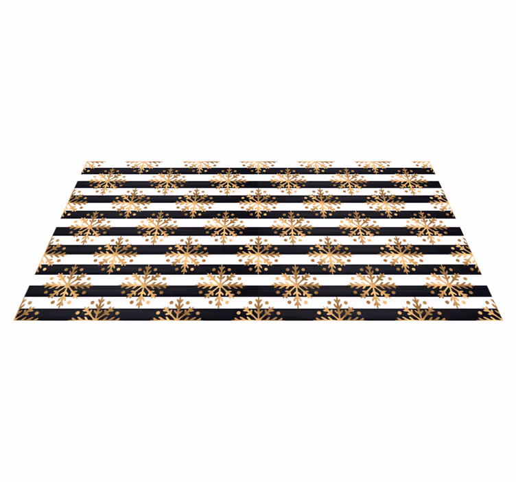Christmas rug with golden snowflakes on stripes - TenStickers