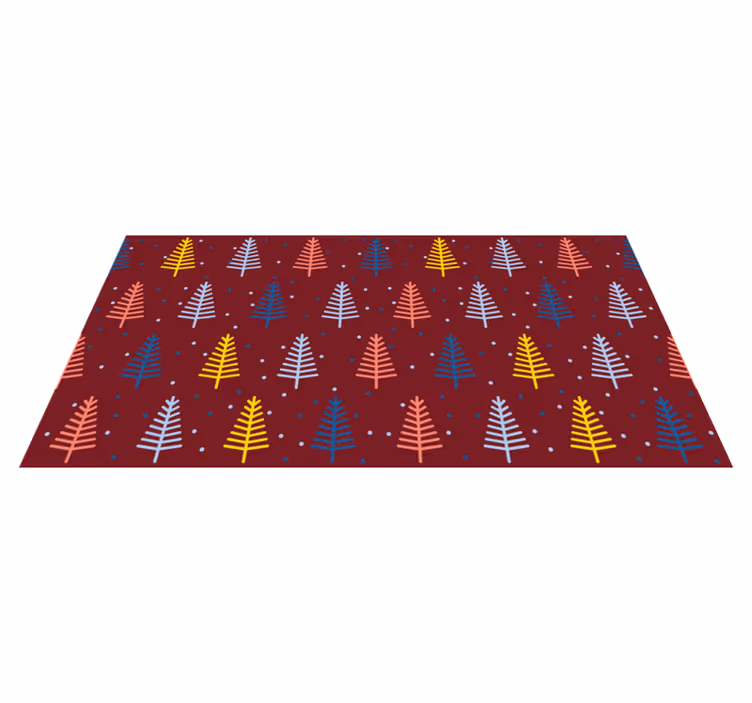 Christmas rug with colorful pine tree design - TenStickers