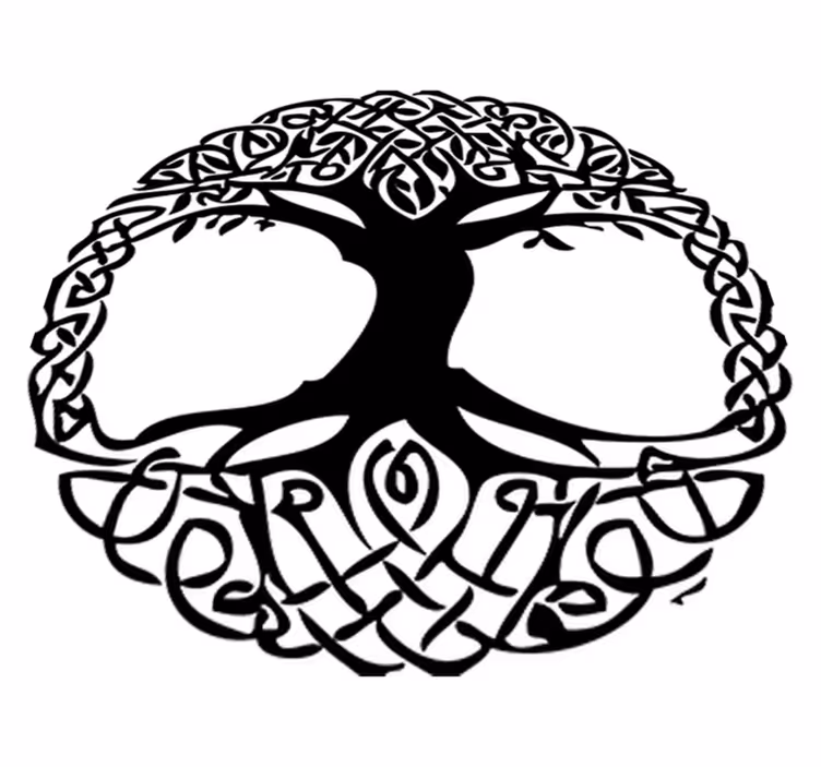 Floral rug with celta black tree design - TenStickers