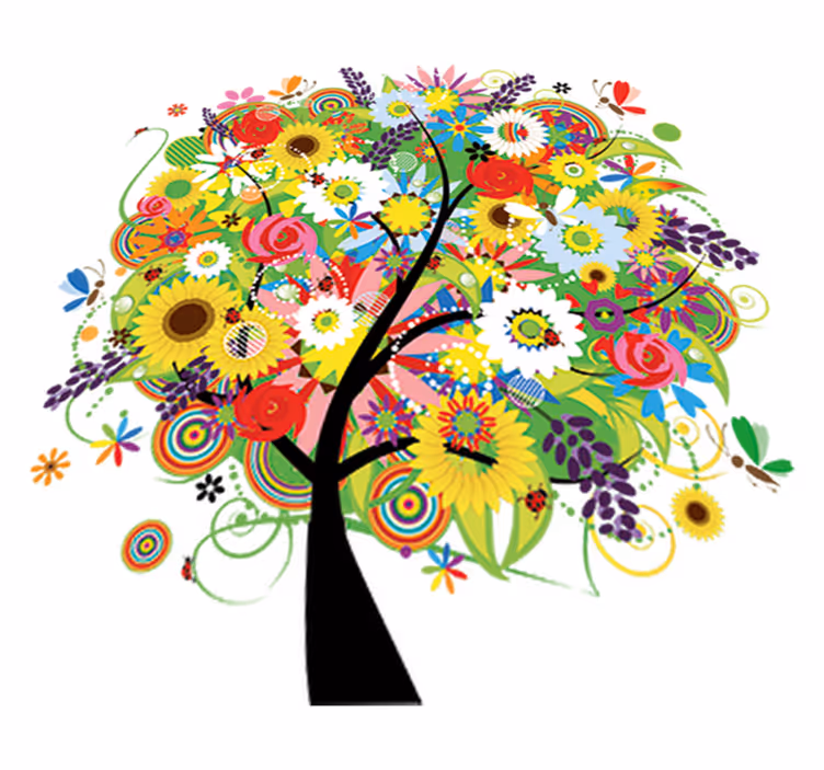 Floral rug summer tree design for vibrant decor - TenStickers