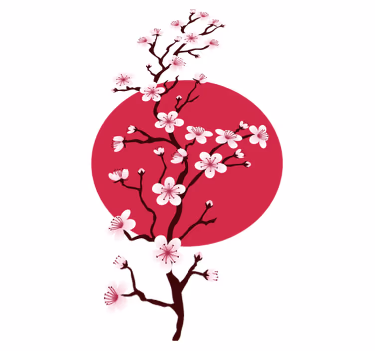 Floral rug with branches of japanese cherry tree - TenStickers