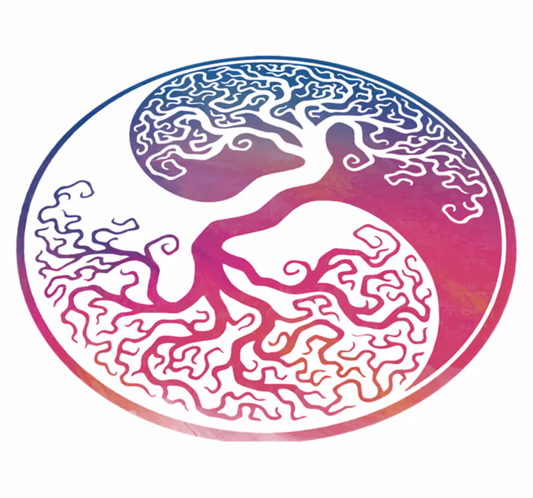 Yin yang tree life floral rug - TenStickers