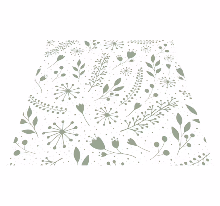 Floral rug with leafy greens and flower design - TenStickers