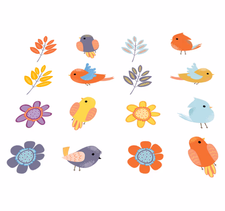 Floral rug spring birds set - TenStickers