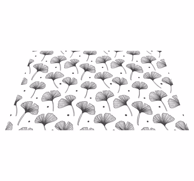 Floral rug with white ginkgo leaf pattern - TenStickers