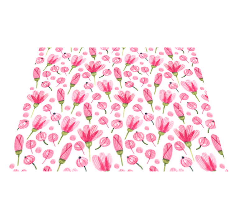 Floral rug with pink aquarella flowers - TenStickers