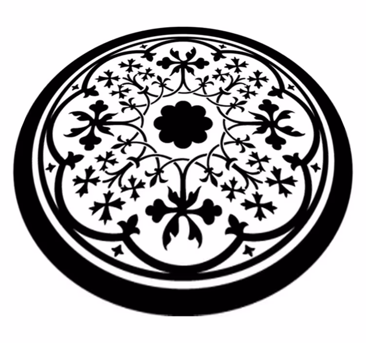 Floral rug with gothic rosette design - TenStickers