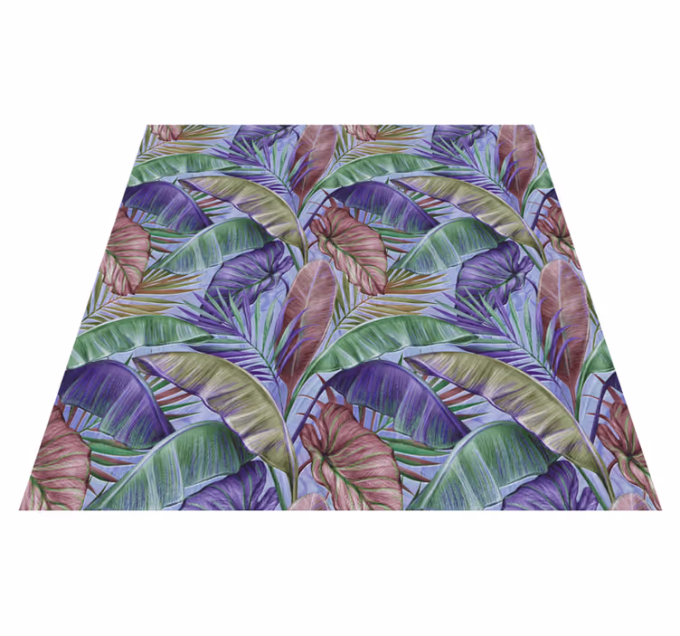 Floral rug with purple leaves design - TenStickers